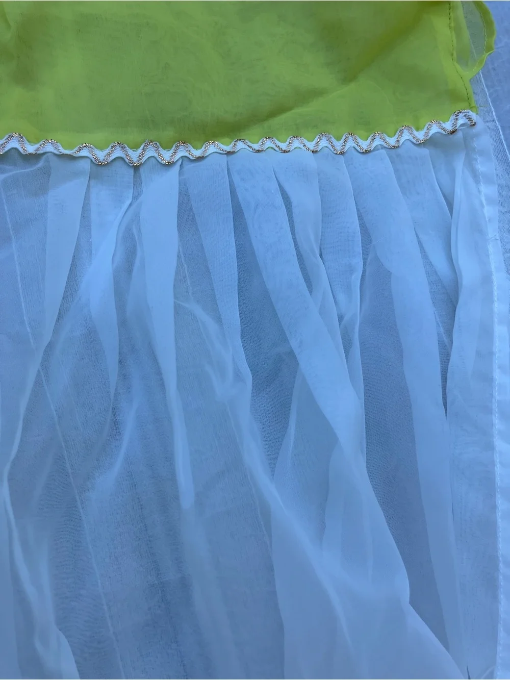 Sheer white apron with fluorescent yellow trim 1950’s vintage